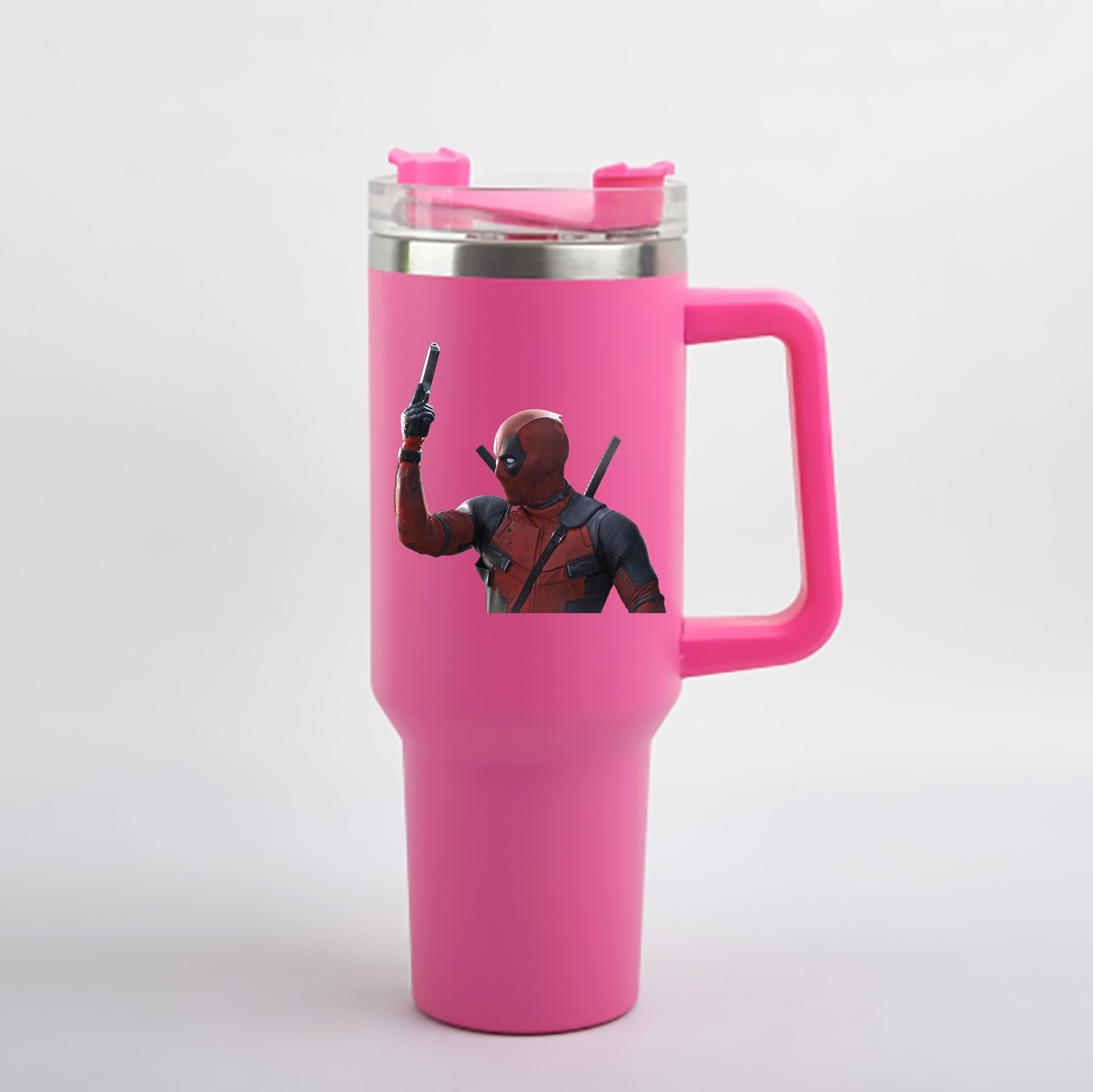 （画像用） Deadpool デッドプール 1200mL車用タンブラー - クリスタルステッカー（プラスチックストロー付き）